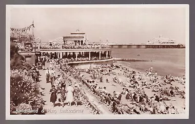 Bandstand & Pier Eastbourne Old Unposted Real Photo Postcard Photo-Precision • £2.99