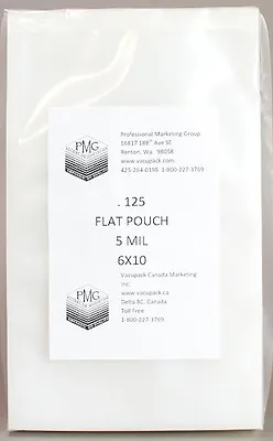 5 Mil 6x10 125ct COMMERCIAL FLAT CHAMBER BAGS Vacuum Sealing ARY VacMaster  • $28.78