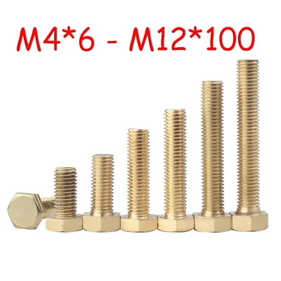 Brass Hexagon Head Fully Threaded Screws & Hex Bolts M4 M5 M6 M8 M10 M12 • £1.43