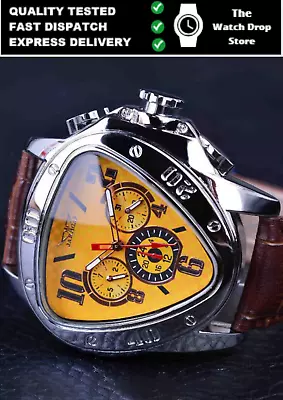 JARAGAR Geometric Triangle Men's Sports Watch Automatic Mechanical Wrist Watches • £25.99