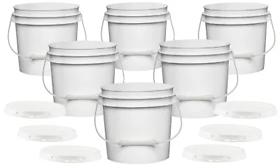 1 Gallon Bucket Pail With Lids - Food Grade - BPA Free Containers ( Pack Of 6) • $37