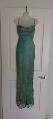 Vintage Jenny Bannister Bias Cut Formal Dress Metal And Silk Size 14 • $200