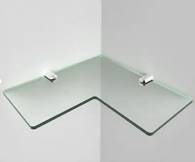 Clear Glass Effect Corner Shelf Bathroom Toilet Wall Mounted Fittings Included • £3.99