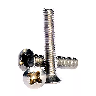 M2.5 M3 M4 M5 M6 A2 Stainless Steel Pozi Raised Countersunk Machine Screws • £0.99