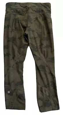 Lululemon Run Inspire Crop II All Luxtreme Savasana Camo Fatigue Green Sz 4 $86 • $20.99