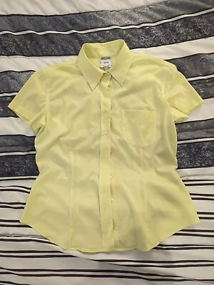 Moschino Jeans Vintage Lady's Blouse Short Sleeve Yellow Us Sz6 • $39.80