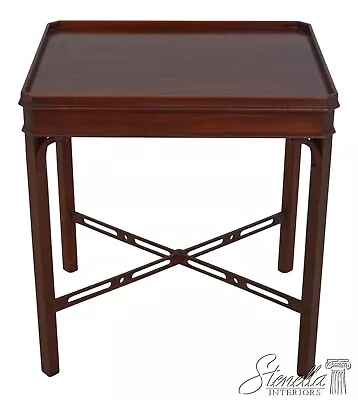 61299EC: COUNCILL Chippendale Style Mahogany Lamp Table W. Stretcher Base • $395