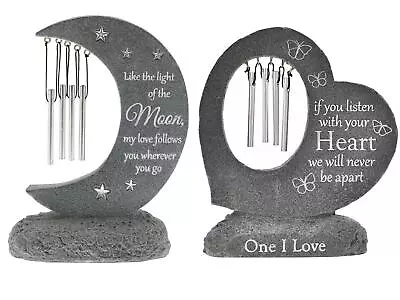 Graveside Memorial Windchimes Loving Heart Moon Grave Stone Loving Remembrance • £16.19