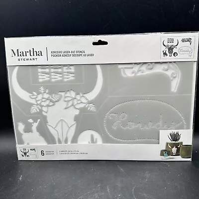 MARTHA STEWART Adhesive Laser-Cut Stencil 6 Designs Western Cow Skull Cowboy • $13.49