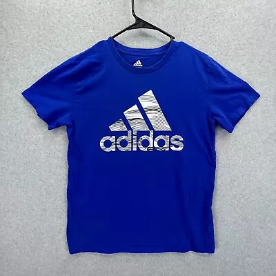 Adidas Mens Size XL Blue Crew Neck Zebra Print Logo Short Sleeve T-Shirt • $15