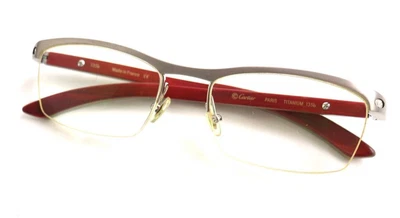 $1550 • Buy CARTIER Wood Temple Titanium Half Rim 53□18 135b Men's Prescription Glasses