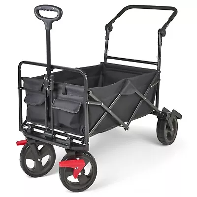 XL Garden Cart Truck Trolley 4 Wheel Festival Trailer Heavy Duty Foldable • £62.95