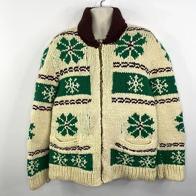 Vintage Mary Maxim Cowichan Style Heavy Knit Wool Sweater Fair Isle Size Medium • $99.99