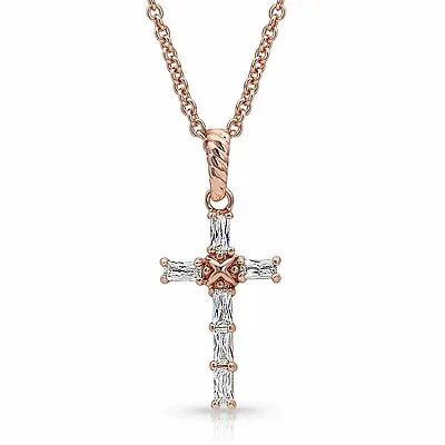 Montana Silversmiths Entwined Rose Gold Brilliant Cross Necklace • $55