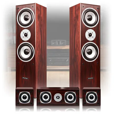 5.0 Surround Sound Speakers Walnut Finish Home Cinema Hi-Fi Theatre System 1150W • £165