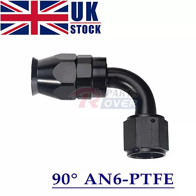 PTFE AN-6 6AN JIC 90 Degree Swivel Fuel Oil Coolant Braided Hose Fitting Adapter • £9.99