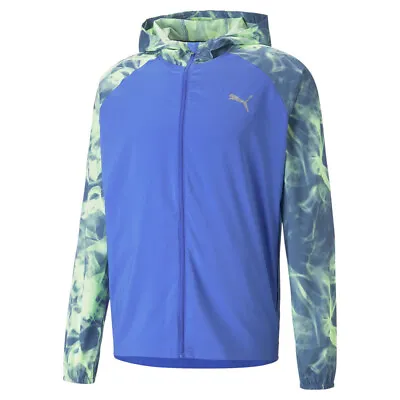 Puma Run Favorite Tie Dye Woven FullZip Jacket Mens Blue Casual Athletic Outerwe • $29.99