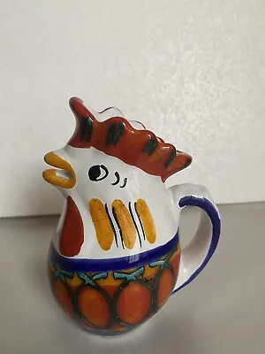Vintage Italian Pottery Hand Painted Rooster Chicken Drinking Pitcher Italy 5” • $28.80