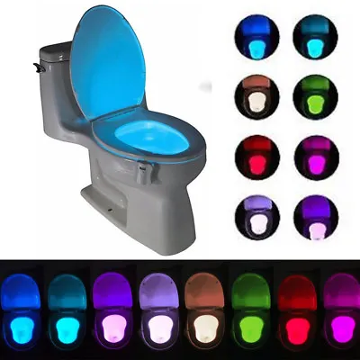 LED Bathroom Motion Activated Lights Night Sensor Bowl Seat Lamp 8/16 Color Lamp • $8.54