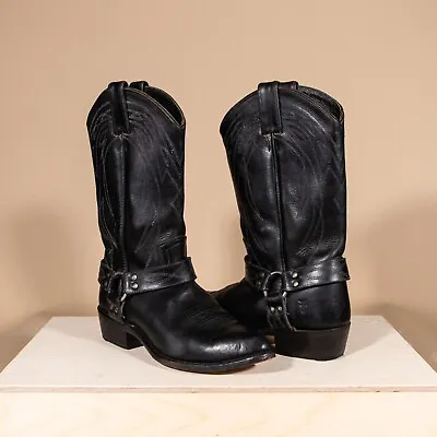 Frye Billy Harness Leather Western Cowboy Boot Black Women 9 3478157 • $175