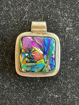 Vintage Mexican Dichroic Glass .925 Sterling Pendant Very Pretty • $30