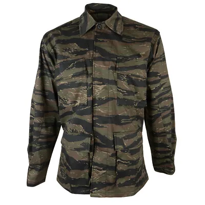 US Vietnam BDU Style Tiger Stripe Camo Shirt - Durable Button-up Cargo Pockets • £46.95