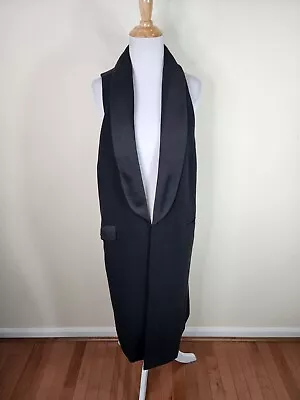 Leith Vest Womens Large Black Long Jacket Tuxedo Open Sleeveless Work Career • £16.39