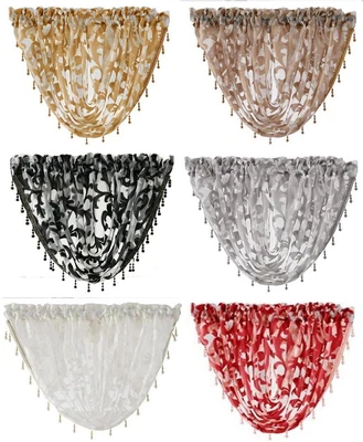 £6.99 • Buy CASSIA Beaded Pattern Voile Swag Pelmet Net Curtain Pretty Swag Valance Drape