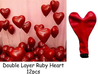 $7.95 • Buy Ruby Red Heart Latex Balloons  X12 Double Layer 12  Valentine's Anniversary Love