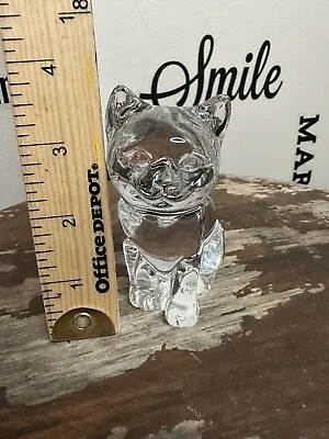 Vintage Crystal Glass Sitting Cat Paper Weight  • $13.99