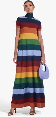 $345 • Buy Nwt $345 Sold Out Staud Fox Merino Wool Rainbow Stripe Maxi Dress Size Small