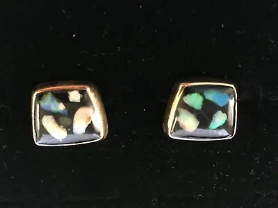 Cuff Links Cufflinks Vintage Opals In Black Goldtone Collectible October • $19.99