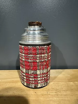 Vintage Aladdin Metal Thermos Red Plaid Textured Grip Made In USA Nashville • $7.99