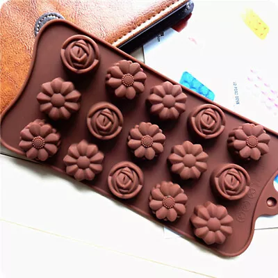 Silicone 3D Rose Flower Daisy Mould Chocolate Mold Candy Cake Ice Cube Tray DIY • £2.49