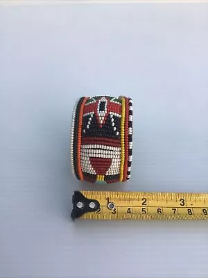 Vintage Original Native American Indian Leather  Bead Bracelet • £99.99