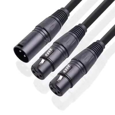 Mixer Male To Dual Female Microphone Line Y-Splitter XLR Splitter Cable • £7.24