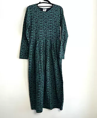 Vintage Laura Ashley Dress Green Black Paisley Cotton Size US 10 Prairie Amish • $49.95