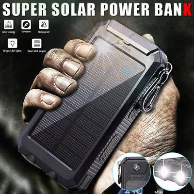 $26.90 • Buy 50000mAh Solar Panel Dual USB External Battery Power Portable Bank Pack Charger