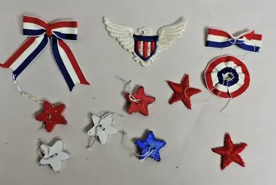 Vintage Sew-on Appliqué/Patch/wood Stars/Bows Patriotic Theme Lot • $6.73