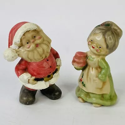 Vintage Santa And Mrs Claus Ceramic  Hand Crafter Figurines Christmas USA • $22.99