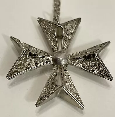 Vintage Sterling Silver Maltese Cross Pendant • $79.95