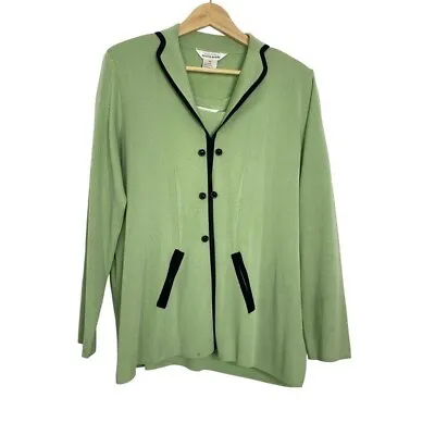 Misook Womens Gorgeous Green Black Knit Contrast Camisole Jacket Set XL • $69.99