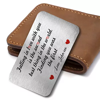 £4.95 • Buy Personalised Falling In Love With You Metal Card Keepsake Wallet Insert Gift