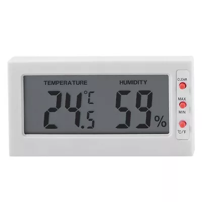 Therometer Hygrometer Temp Humidity Meter Large LCD Display Max/Min Record White • £6.09