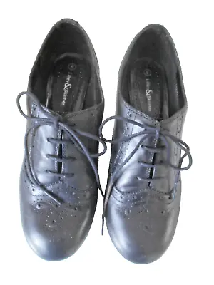 “LILLEY & SKINNER” BLACK LEATHER LACE-UP BROGUE SHOES – 3 Inch Heel - UK Size 6 • £14.99