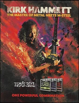 Metallica Kirk Hammett Ernie Ball M-Steel Guitar Strings Ad 8 X 11 Advertisement • $4