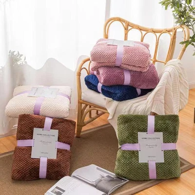 £8.65 • Buy High Quality Popcorn Waffle Blanket Large Warm Fleece Throw Over Bed Travel UK