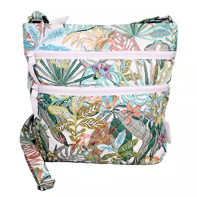 VERA BRADLEY Triple Zip Hipster Crossbody Rain Forest Canopy Floral 28408-X02 • $33