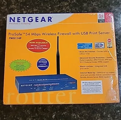 Netgear FWG114P ProSafe 54 Mbps Wireless Firewall With USB Printer Server -READ- • $49.99