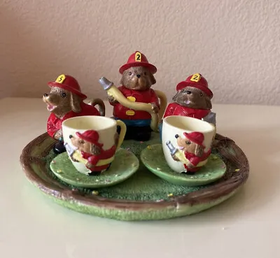 1993 Polyresign Firefighter Miniature Tea Set Decoration • $10